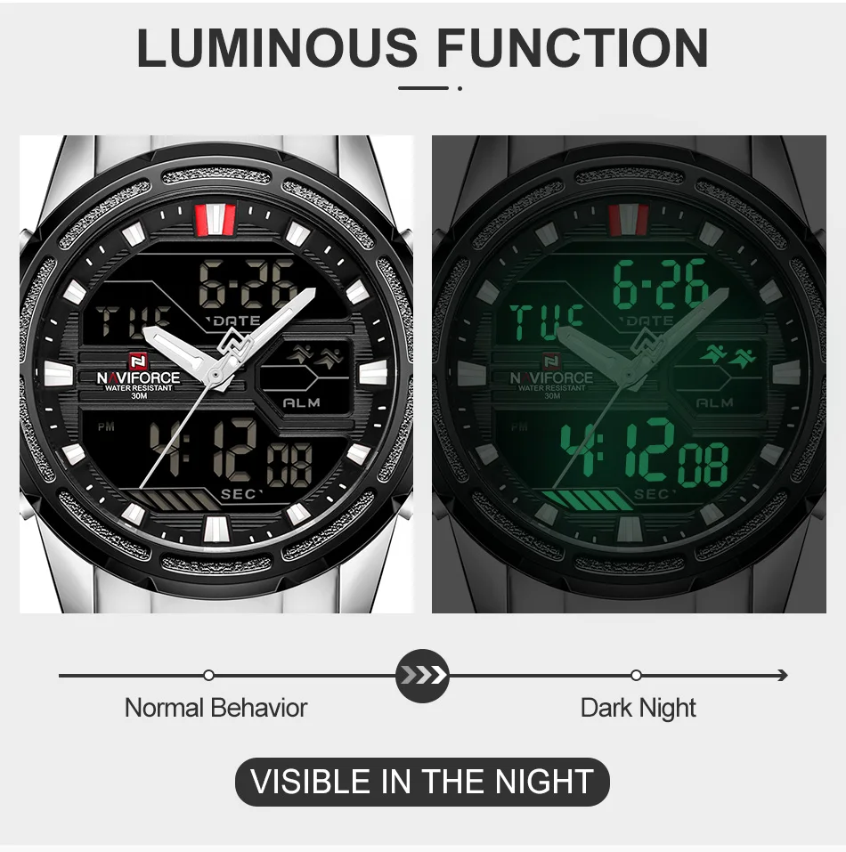 Мужские s часы Топ люксовый бренд NAVIFORCE мужские спортивные часы мужские кварцевые светодиодный цифровые часы мужские полностью стальные военные наручные часы