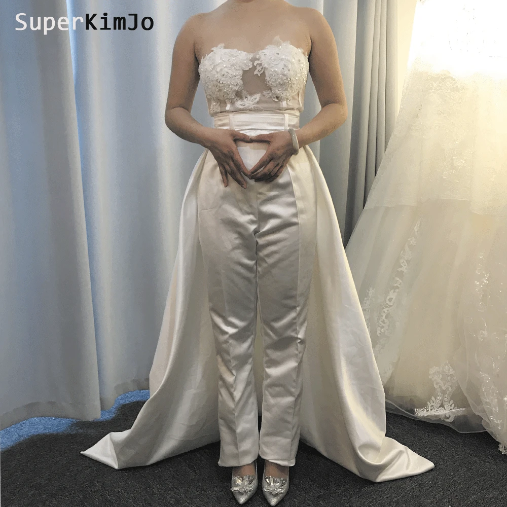 Женские свадебные Брюки SuperKimJo кружевной комбинезон со съемной юбкой и