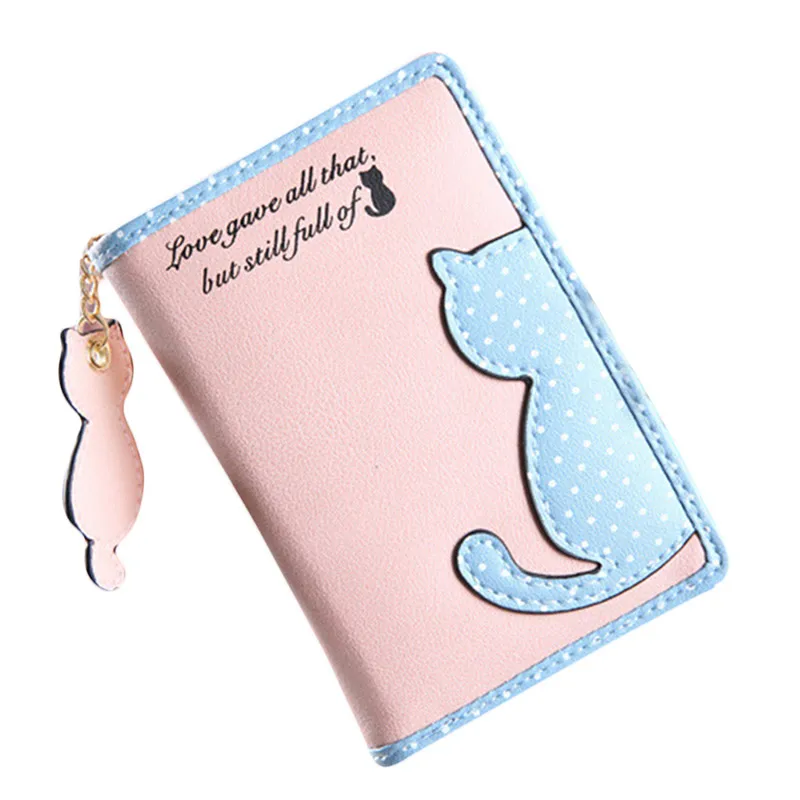 Cartoon Cat Style Purse Fashion Cute Women's Wallet Bifold PU Leather Coin Womens Bag Clutch Hand 88 WML99 | Багаж и сумки