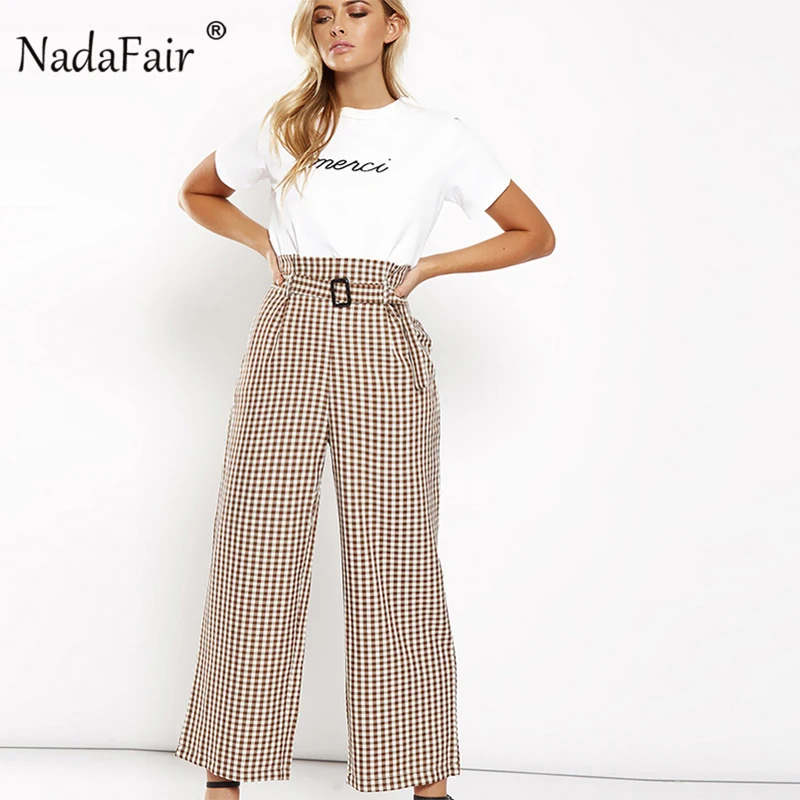FSDA/тонкие длинные брюки в клетку Летняя женская одежда повседневные модные с