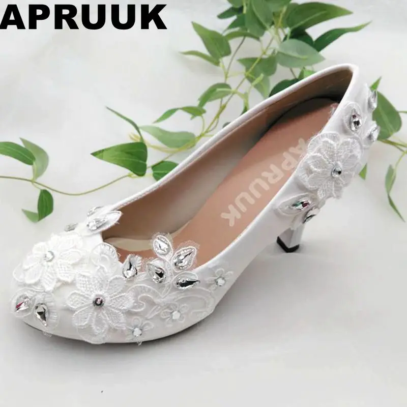 

Lace wedding shoes bride high heeled white lace with silver crystal rhinestones bridal pumps shoes lady bridesmaid shoes SALES!