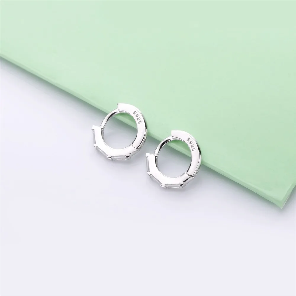 Moonmory дизайн 925 пробы серебряные Huggie серьги-кольца с голубыми камнями CZ серьги для европейских женщин популярные ювелирные изделия
