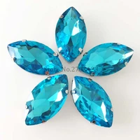 lake blue glass crystal sew on rhinestones with four holes with silver clawdiy wedding dress decoration free shipping