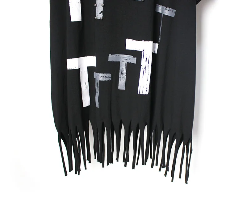 2018 летние женские футболки с принтом в стиле панк рок Модные свободные кисточки