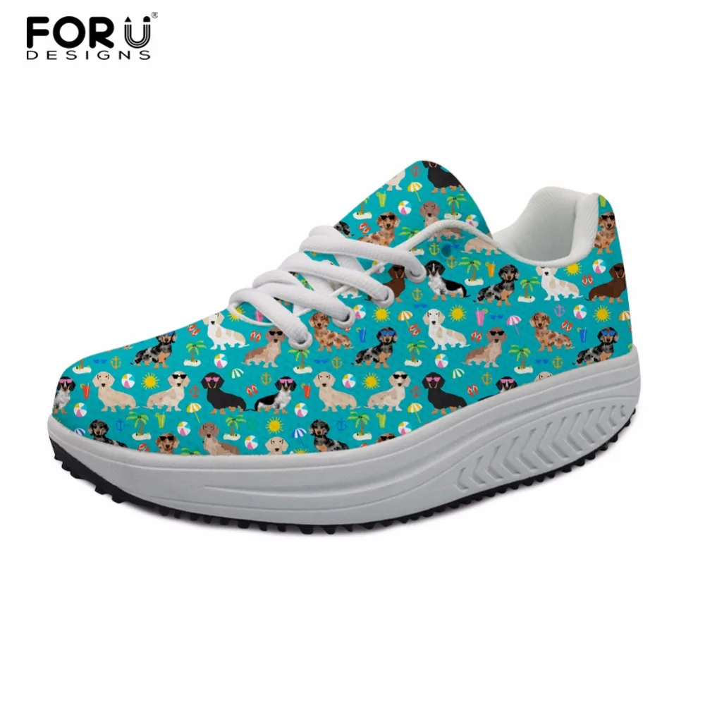 

Женские туфли-качалки FORUDESIGNS с таксой, женские дышащие Туфли-качалки без шнуровки, кроссовки для фитнеса, туфли-качели на тонкой танкетке