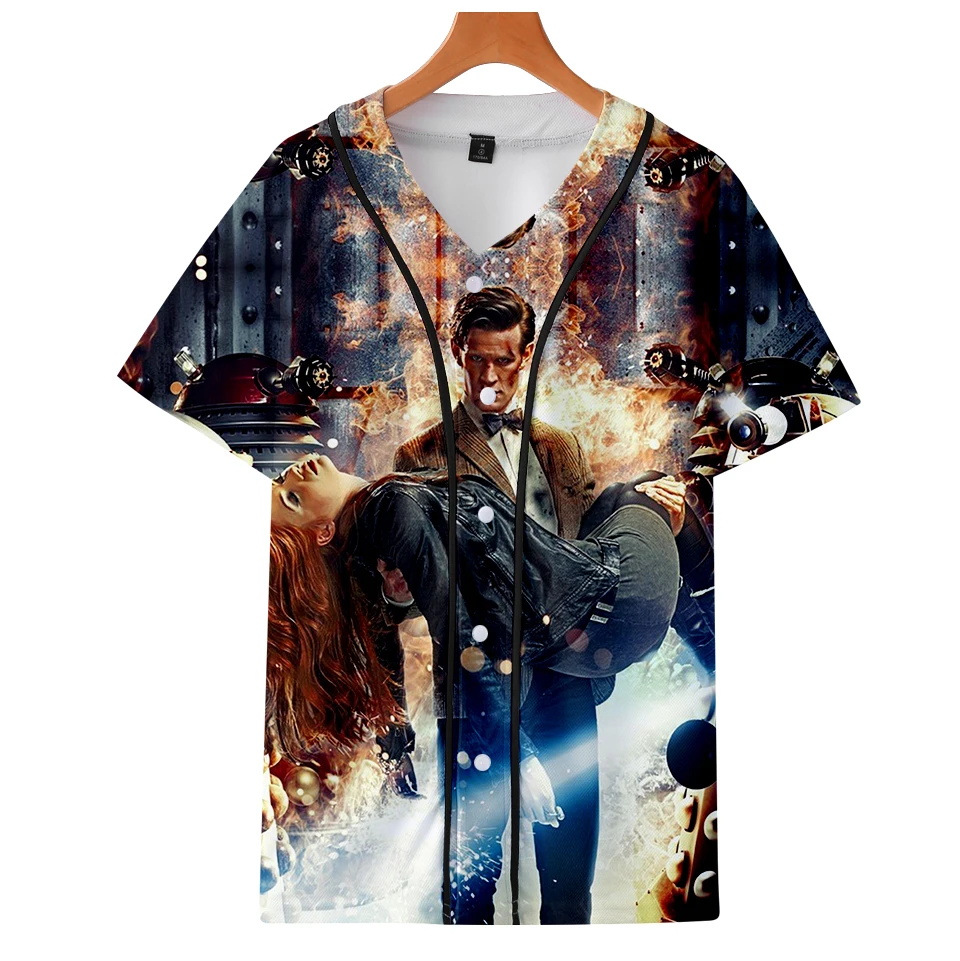 Летние бейсбольные рубашки с 3D принтом Doctor Who модная повседневная Уличная одежда