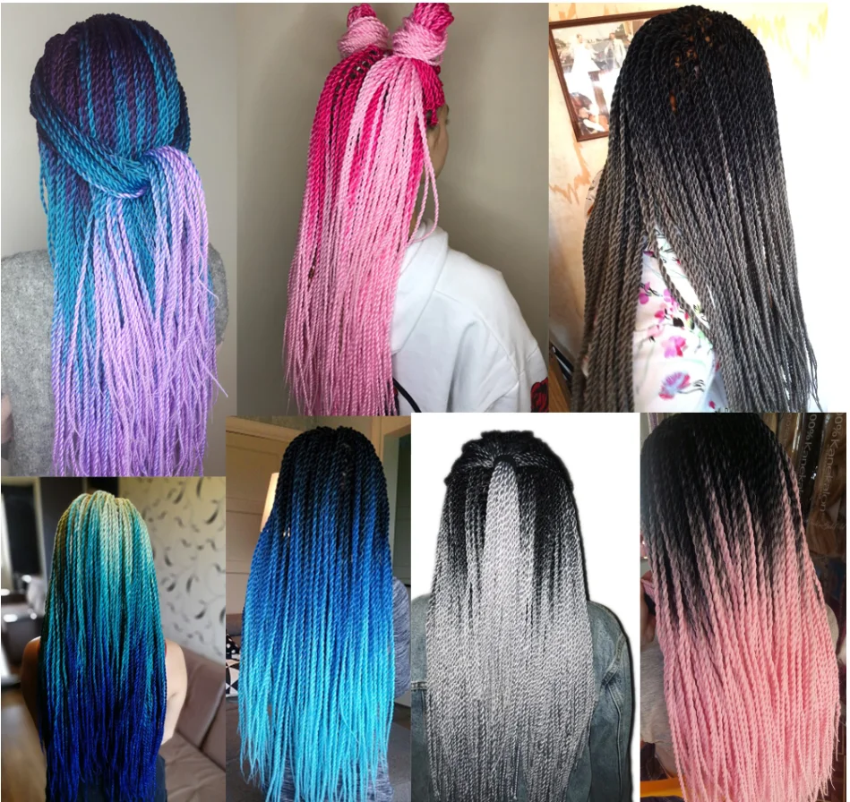 MERISIHAIR Ombre Сенегальские крученые волосы на крючках косички 24 дюйма 30 корней/упаковка синтетические плетеные волосы для женщин серые, синие, розовые, бро