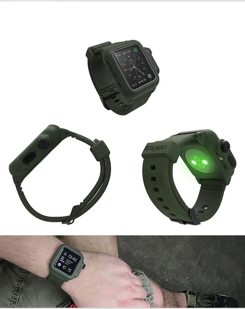 Военный водонепроницаемый чехол ремешок для Apple Watch band 42 мм Iwatch Series 3 2 спортивные часы с браслетом и защитным чехлом