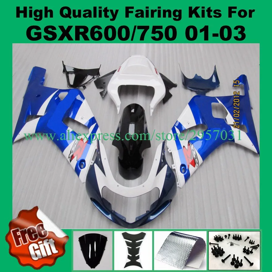 

Injection Fairing kit for GSXR600 GSXR750 01 02 03 K1 K2 K3 SUZUKI GSX-R750 GSX-R600 2001 02 2003 fairings #B88-W1 Free screws