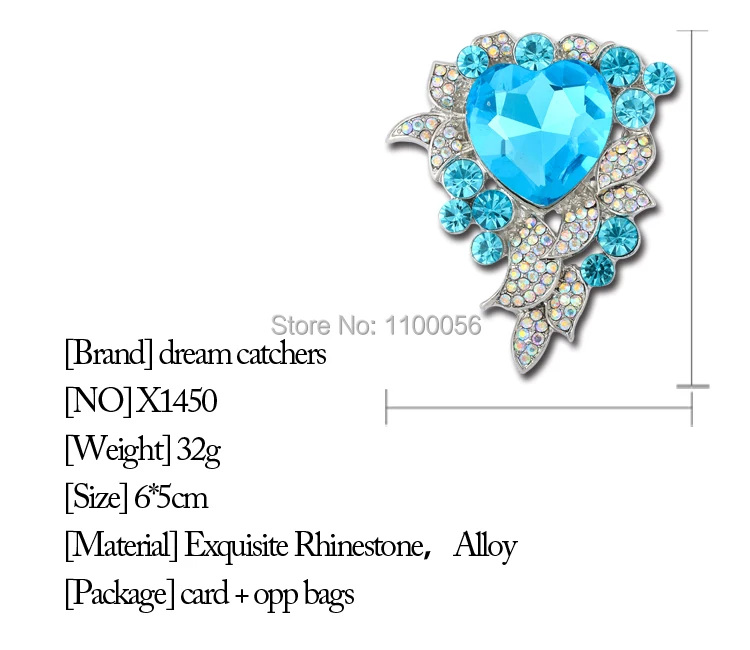 Модная детская брошь в виде сердца океана из горного хрусталя или на свадьбу