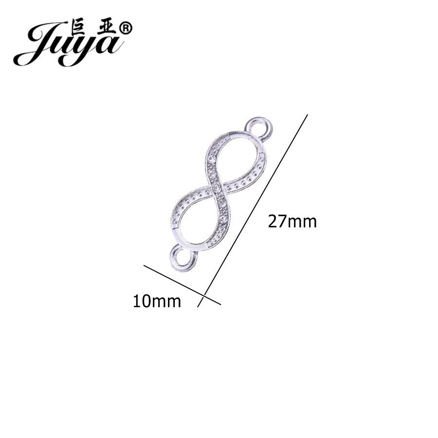 JUYA коннекторы с кристаллами для изготовления браслетов символ бесконечности 27x10