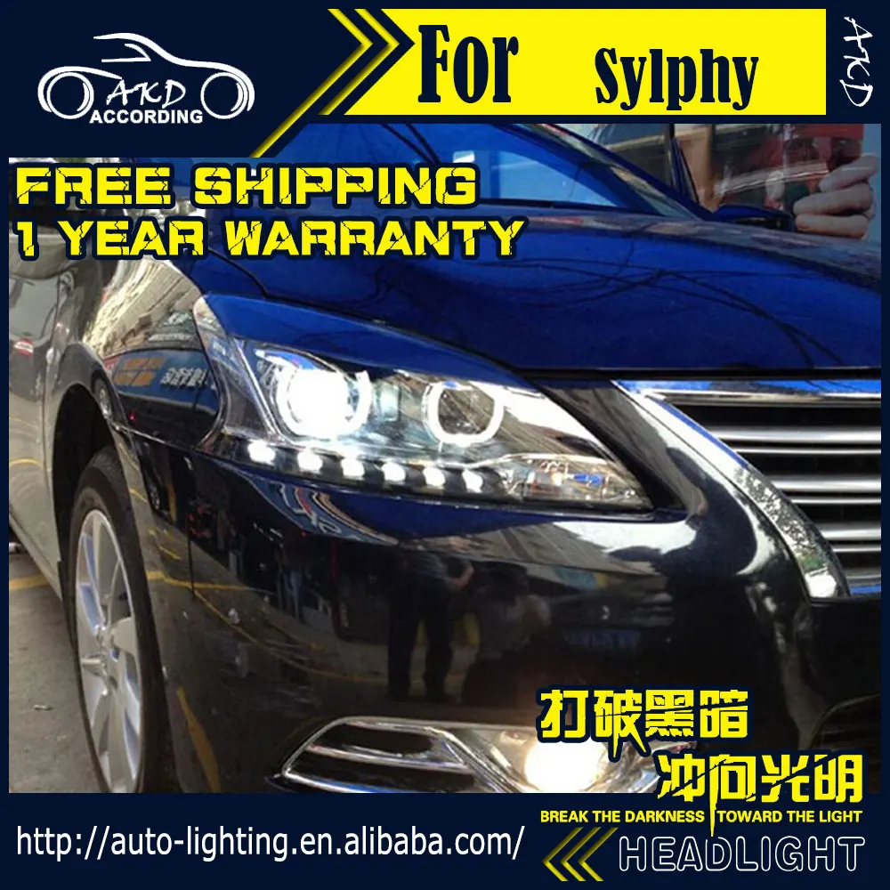 АКД стайлинга автомобилей Глава Лампа для Nissan Sentra Фары для автомобиля 2012- Sylphy светодиодные фары H7 D2H HID вариант Ангел глаз bi xenon луча