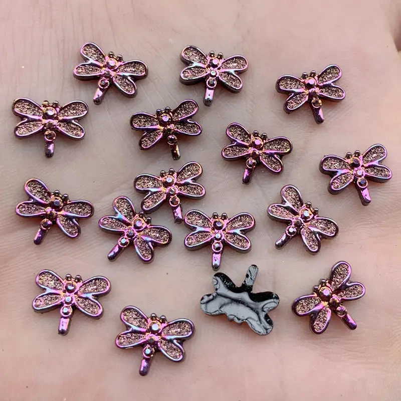 40pcs 9*12mm Cute mini Dragonfly shape for Women Summer Style Jewelry Resin&acryl Rhinestones Material DIY Strass craft