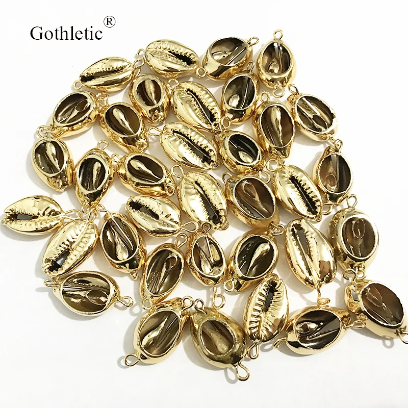 8 шт./лот 14x20 мм золото/родий цвет натуральный Пука Cowrie Shell свободные бусины с