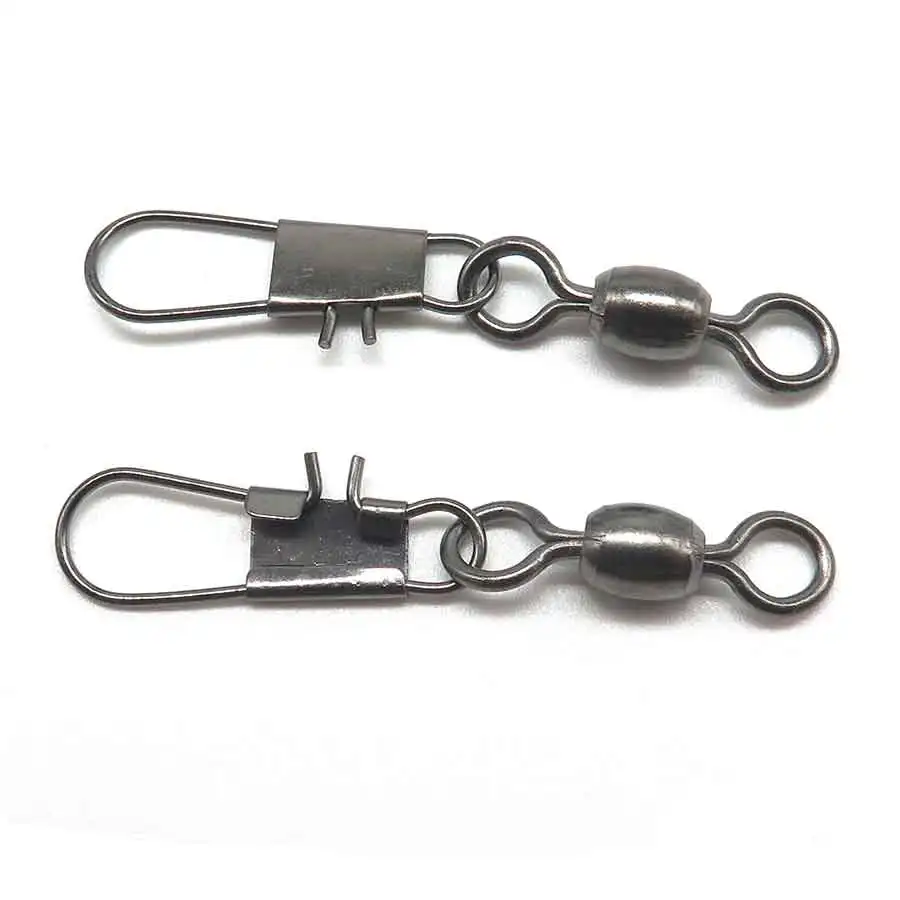 Minfishing 50pcs/lot Stainless Steel Barrel Swivel with Interlock Snap Fishing Swivels Snap Fishing Hook Accessories