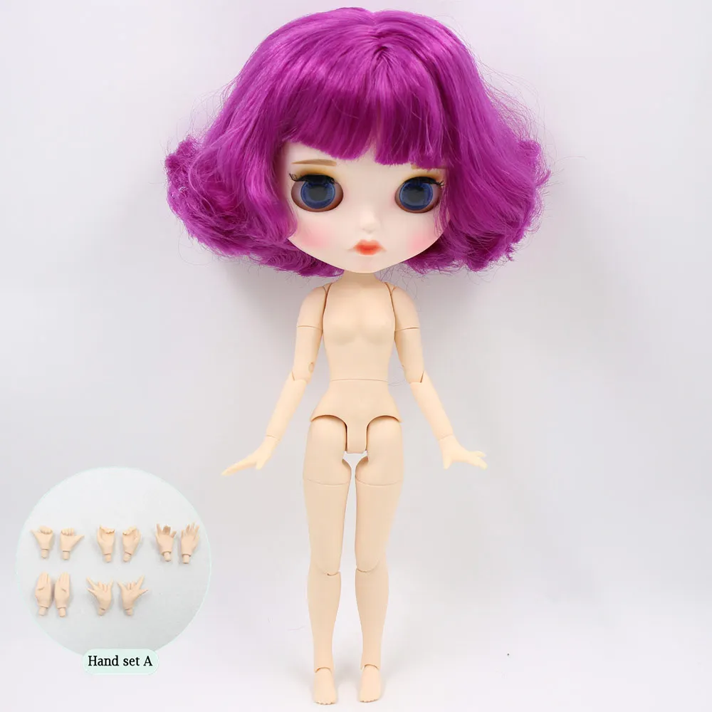Ледяные обнаженные куклы Blyth No. BL732 фиолетовые волосы для тела 1/6 bjd, pullip, licca, jerryberry - Цвет: B doll and hand A