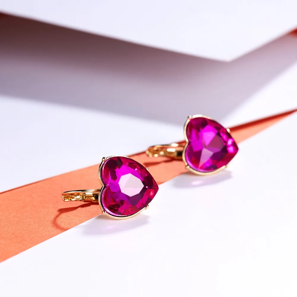 15 видов стилей модные серьги гвоздики золотого цвета с сердечком красные розовые