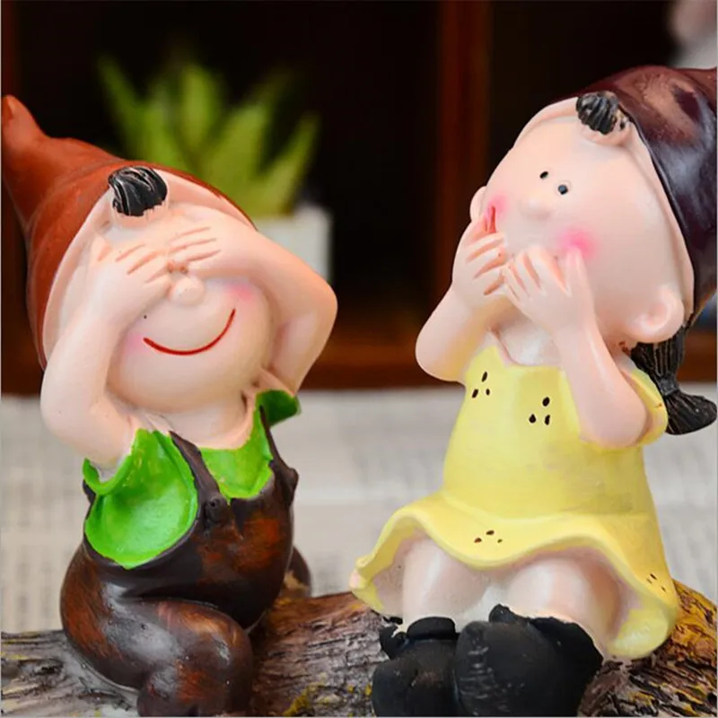 3 шт./лот прекрасный мальчик и девочка на пень мультфильм украшение фигурки