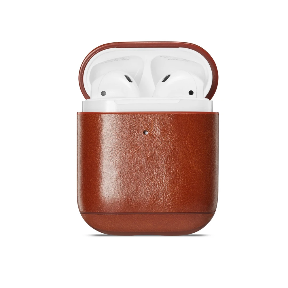 Для AirPods Кожаный чехол Высокое качество беспроводные наушники защитная крышка устойчивость к царапинам для Air Pods чехол кожа - Цвет: Коричневый