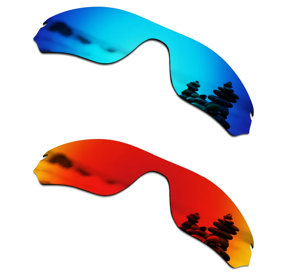 SmartVLT 2 PCS Polarized Sunglasses Replacement Lenses for Oakley Radar Edge Ice Blue and Fire Red