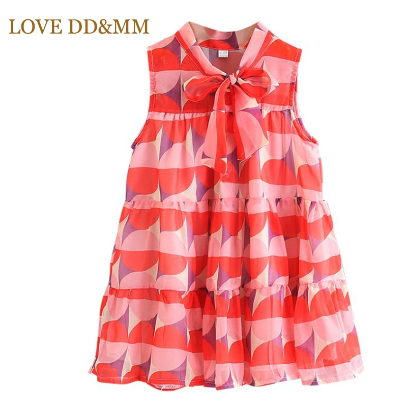 LOVE DD&ampMM Girls Dresses 2022 Summer New Children's Clothing Girl Western Lattice Bow Chiffon Vest Sweet Princess Dress | Детская