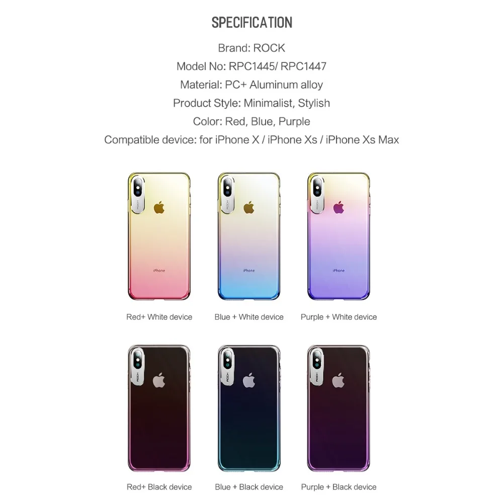 Градиентный чехол ROCK для Apple iphone X XS Max XR, роскошный тонкий прозрачный защитный чехол для iphone XR XS, прозрачный чехол