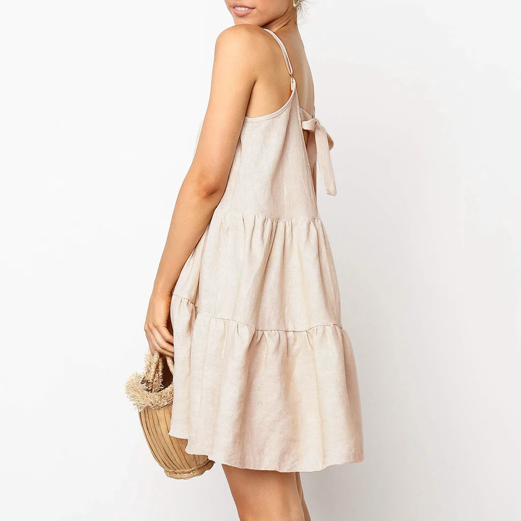 Платье женское повседневное из хлопка Модный облегающий пляжный Сарафан Мини