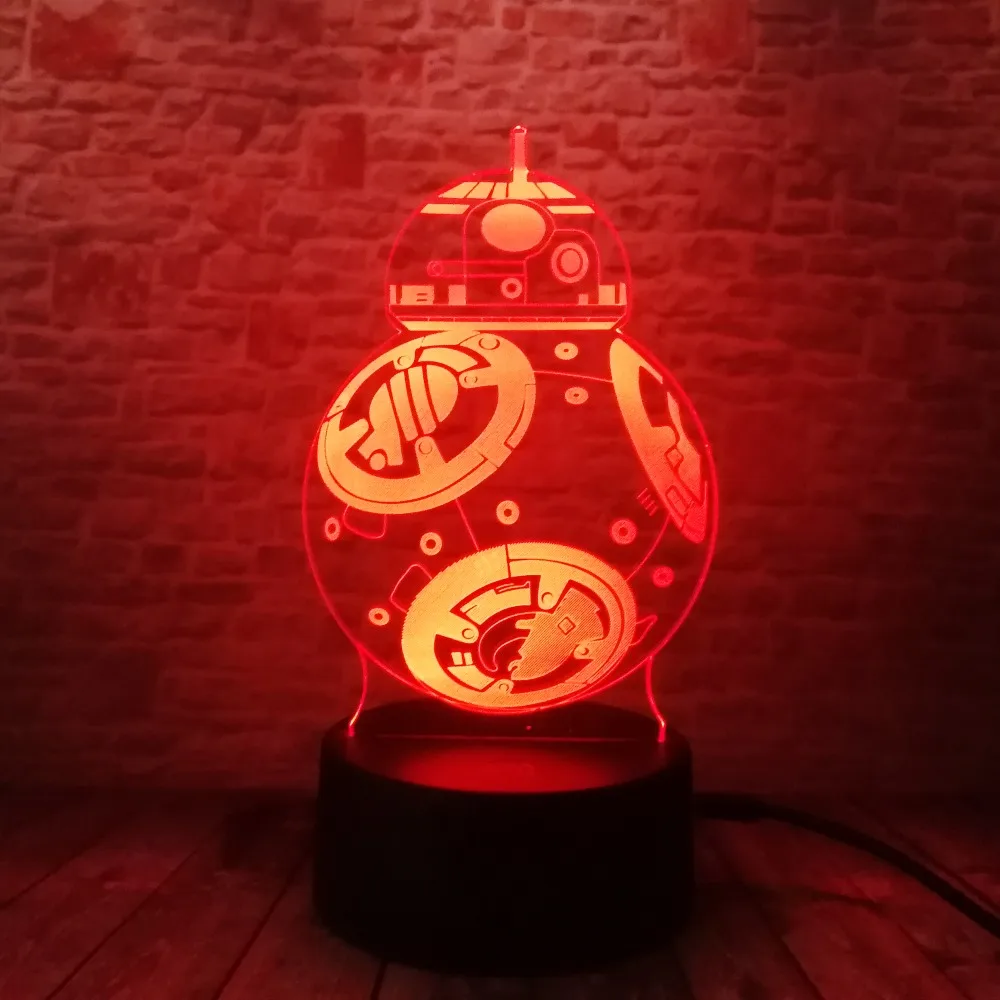 Звездные войны BB-8 шар Робот 3D СВЕТОДИОДНЫЙ Ночник светильник красочный градиент