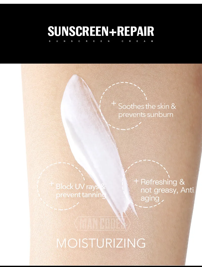 Mancodes 80g мужские солнцезащитный крем для лица крем SPF50+ изоляция УФ-защитой от солнечных лучей, тело солнцезащитный крем отбеливающий консилер крем от солнца