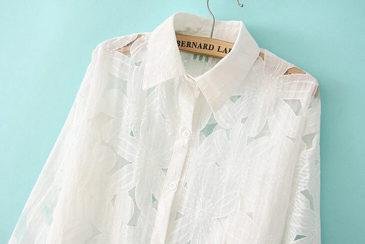 Новый Хиты 2014 мода выдалбливают белая блузка женщины размеров цветка нагрудные