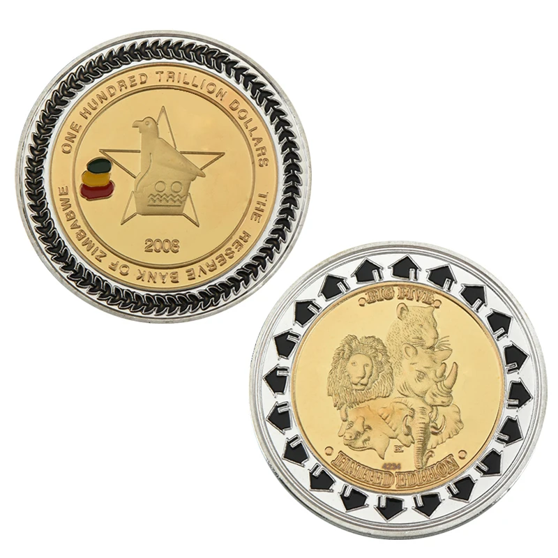 Коллекционные монеты 64 шт. Зимбабве сто триллиона долларов слитные с