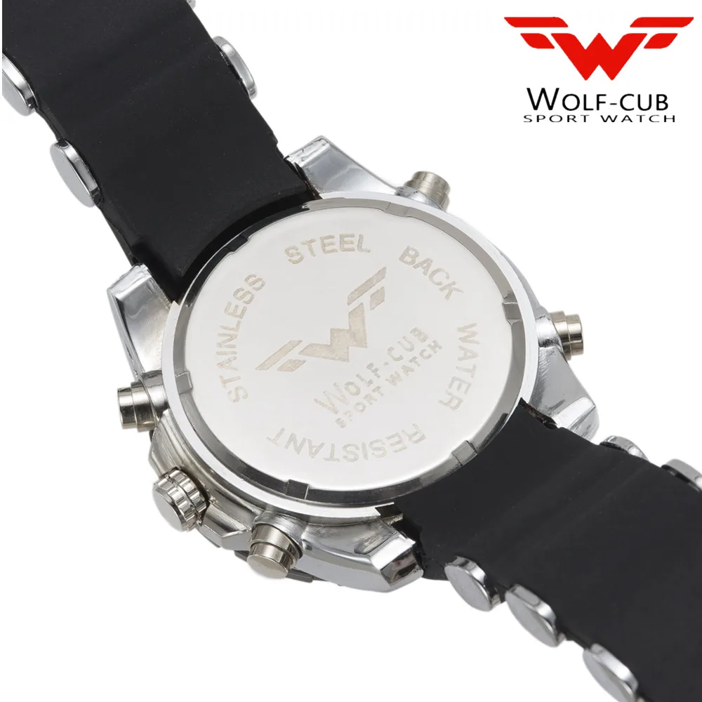 Спортивные часы бренда Auto со светодиодной индикацией даты и дня черный синий