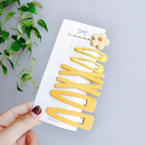 Yellow 7 шт./компл. Для женщин девушки конфеты Цвета цветок Заколки для волос Головные уборы комплект шпильки геометрической формы повязки для волос заколка для волос модные аксессуары для волос - Цвет: Yellow