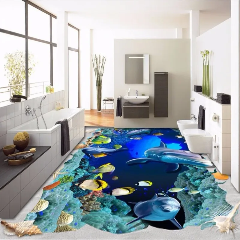 Бесплатная доставка 3D огромный подводный мир тропическая Рыбка для ванной кухни