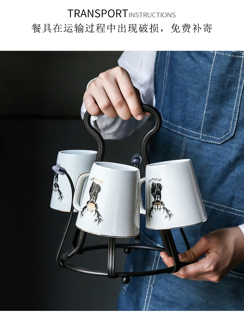 Round wrought iron cup holder creative home living room upside down drain mug rack storage hanging glass shelf mx6251641