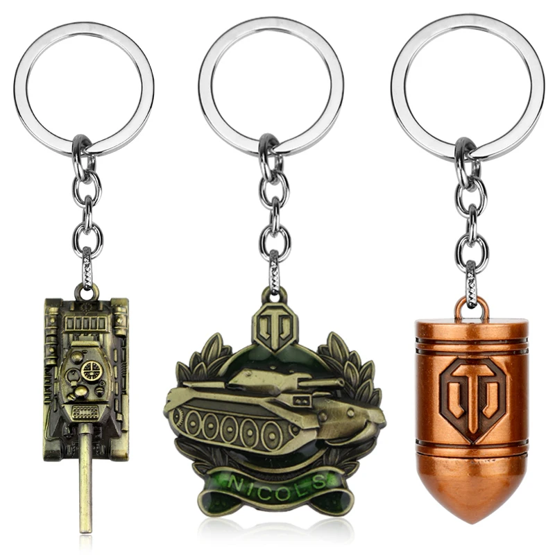 

Classic Game Jewelry Trinket World of Tanks Keychain Metal 3D Tank Bullet Model Key Ring Unisex Car Bags Key Chains