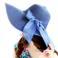women hat summer large brim straw hat female lady fashion sun hat uv protect big bow beach hat travel chapeau feminino