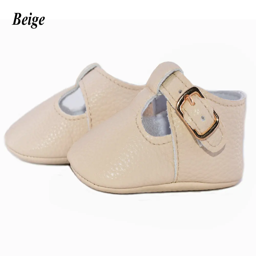 Beige Туфли кремовые с мягкой подошвой для маленьких девочек; шикарные туфли для новорожденных; Детские кроссовки с золотыми пряжками - Цвет: Beige