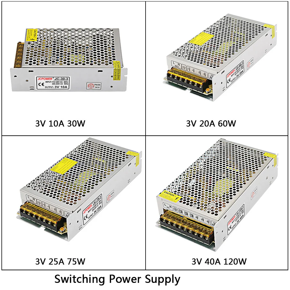 DC3V 10A/20A/25A/40A 180W Светодиодный импульсный источник питания AC110V 220V к DC 3V светодиодный