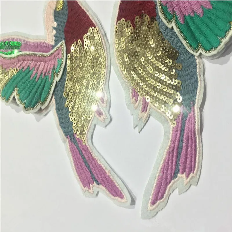 Double Wings Hummingbird Sequin Embroided Iron On Patches For Clothes Sweater Coat Cartoon Badge Garment Appliques DIY Accessory | Дом и сад