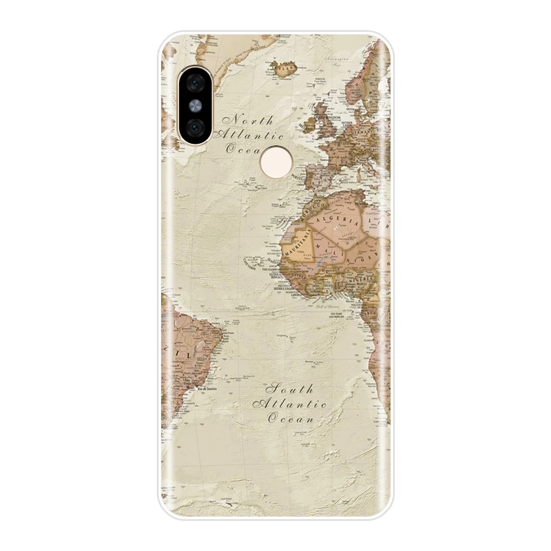 Задняя крышка с картой мира для Xiaomi Redmi S2 6A 5 Plus 4A мягкий силиконовый чехол