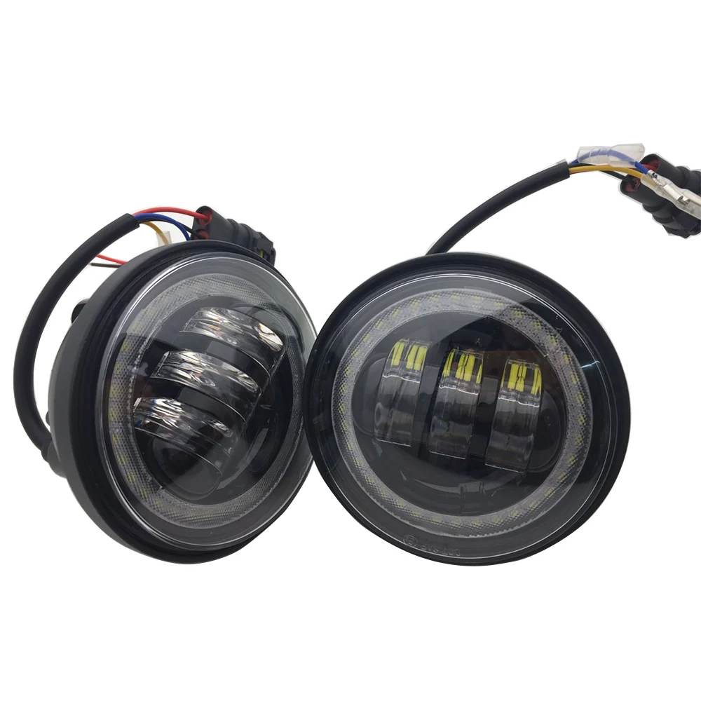 Упаковка из 2) 4,5 светодиодный LED противотуманные огни с Красный демон средства ухода для век/Белый DRL/Янтарный поворотов Halo мотоцикла
