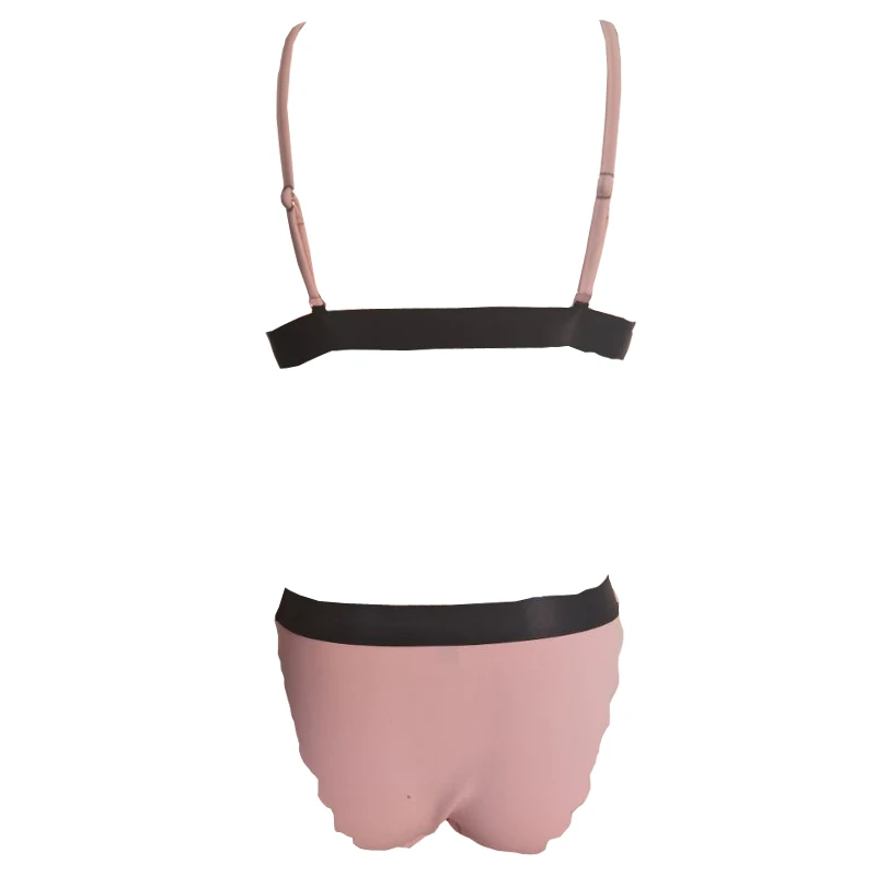 

2018 new Sexy Wavy edge Bikini Swimwear Black Pink lovely girl Beachwear two piece Swimsuit Biquni Low waist Women Swimming suit