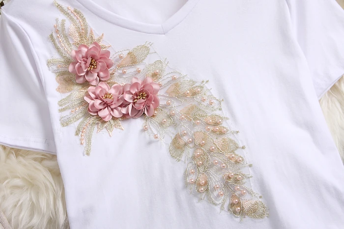 ALPHALMODA, модные футболки с цветочной аппликацией+ юбка до середины икры с цветочным рисунком, женские летние аккуратные модные комплекты с тяжелой юбкой