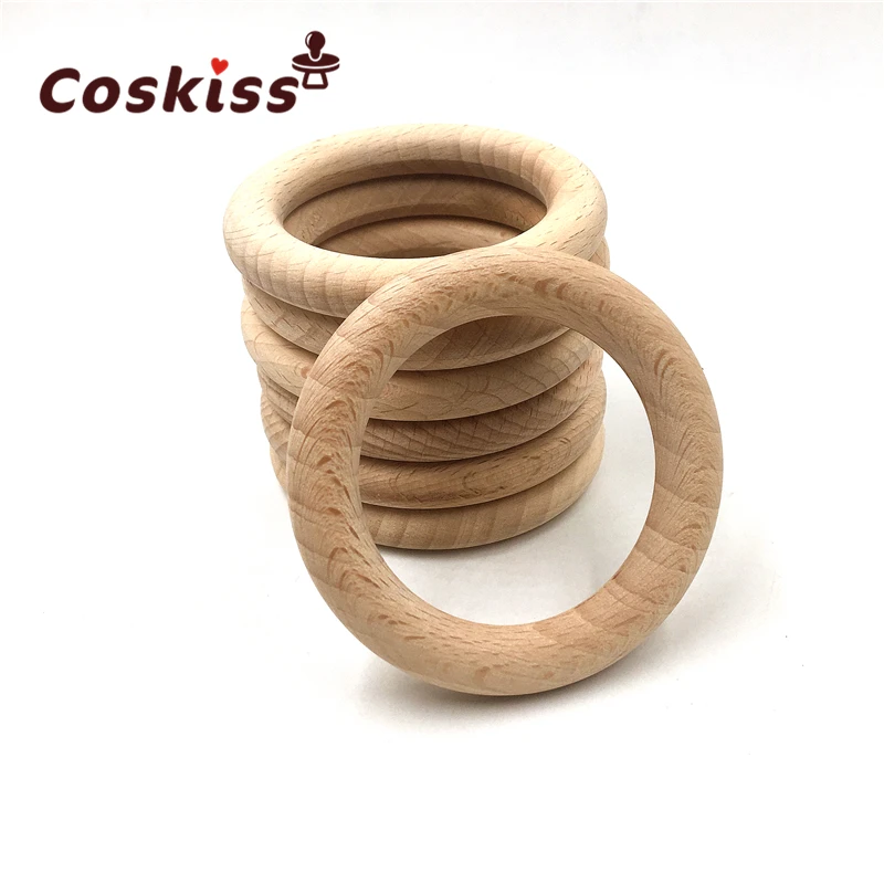 Mordedor de madera de haya para beb&eacute;, anillo redondo de madera de 25mm, pulsera artesanal, regalo, accesorio de dentici&oacute;n, brazaletes de lactancia-2