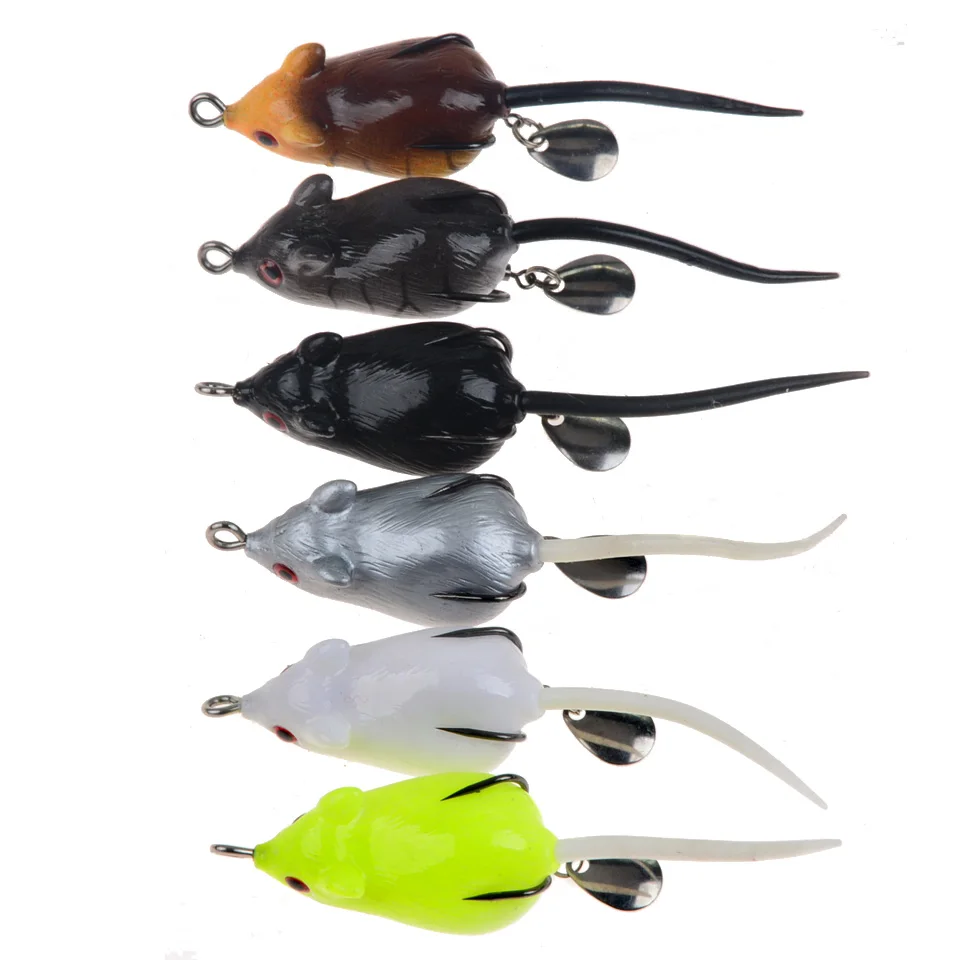 

1Pcs 3D Eyes Soft Mouse Bait Bells Sound 5cm 10.5g fishing lure Frogs Silicon Artificial Set Sea Swim Bait