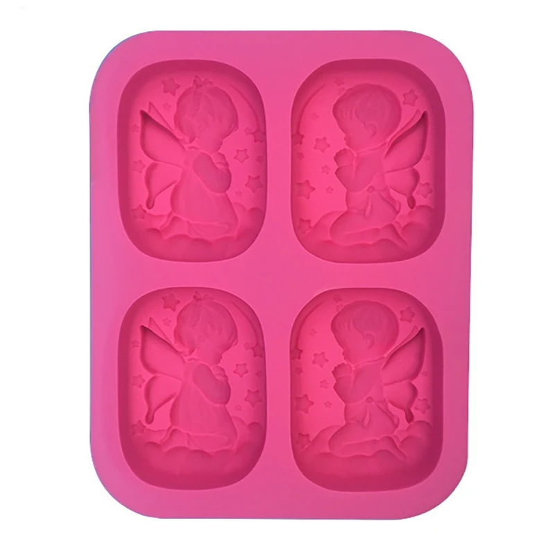 Angel Pink Розовые цветы силиконовая форма в виде ангела для мыла многофункциональные формы для свечей торт конфеты форма для выпечки DIY ручной работы ремесло - Цвет: Angel Pink