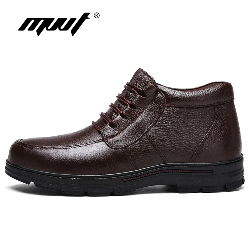 MVVT/мужские зимние ботинки с мехом теплые мужские из натуральной кожи на