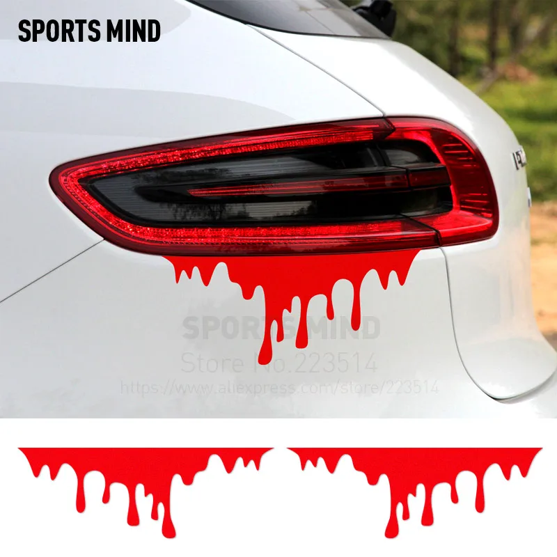 1 Pair SPORTS MIND Funny Blood Waterproof Car Styling Reflective Vinyl Sticker Decal Exterior Accessories For All | Автомобили и