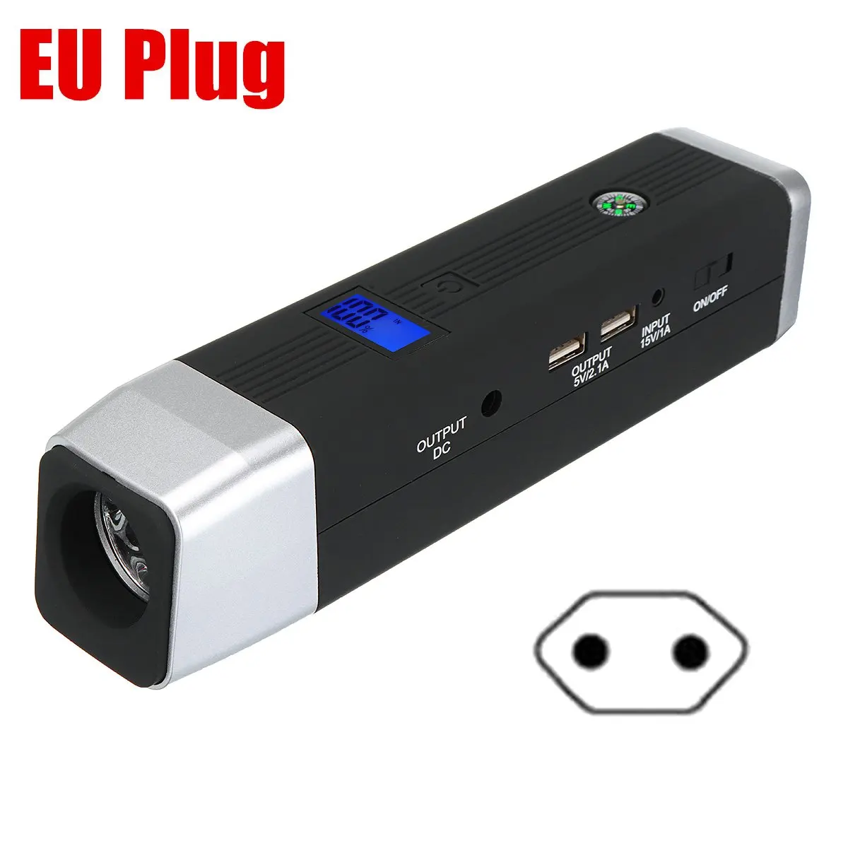Silver Black EU Plug Многофункциональное пусковое устройство 99800 мА/ч, 12 V 2USB 500A портативный автомобильный аккумулятор бустер зарядное устройство усилитель Мощность power Bank пусковое устройство - Цвет: Silver Black EU Plug